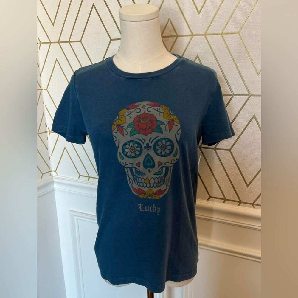 Women's Lucky Brand Skull Tshirt XS Cotton - Picture 3 of 8